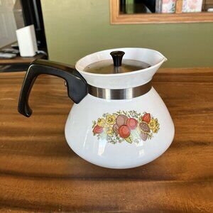 Vintage Corning Ware Spice of Life P-104 6 Cup Coffee Tea Pot Kettle W/Lid